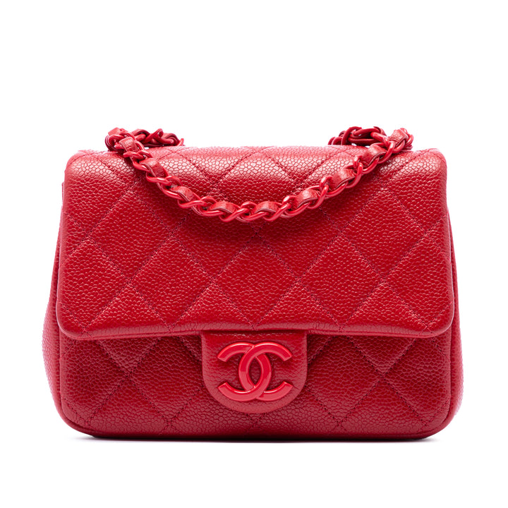 Chanel Sac bandoulière Carré Incognito à rabat Mini Cuir caviar Rouge – vue principale – GABY PARIS