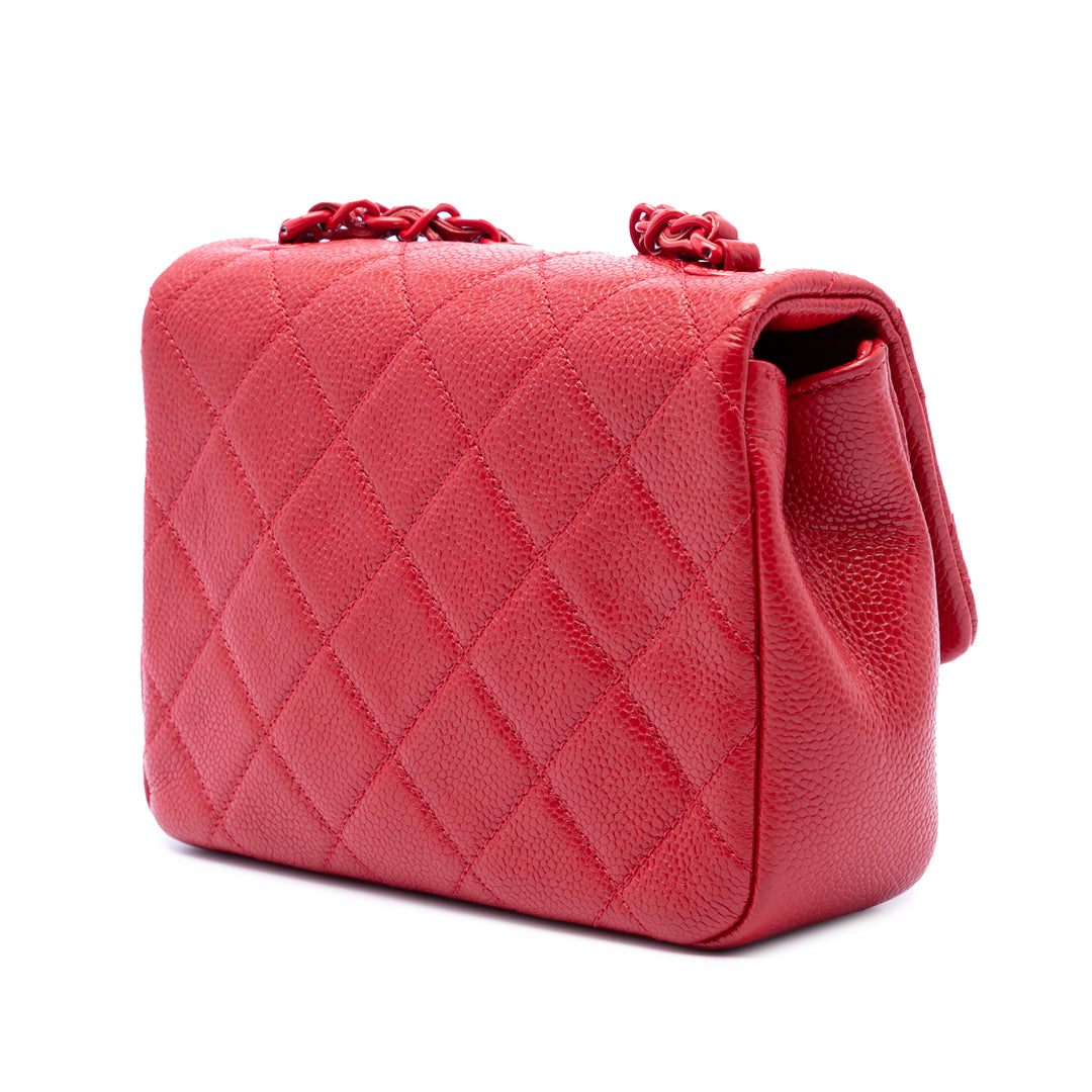 Chanel Sac bandoulière Carré Incognito à rabat Mini Cuir caviar Rouge – vue 2 – GABY PARIS