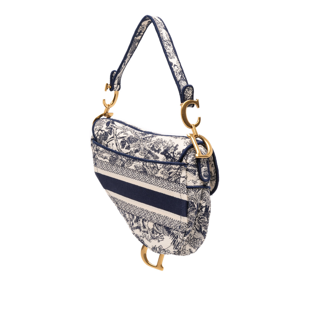 Dior Toile Embroidered Toile de Jouy Saddle Bag Bleu