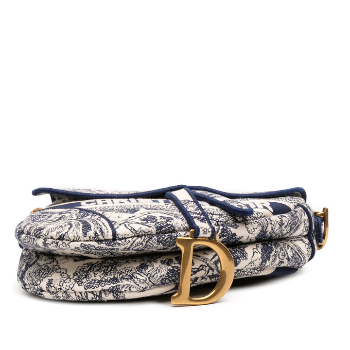 Dior Toile Embroidered Toile de Jouy Saddle Bag Bleu