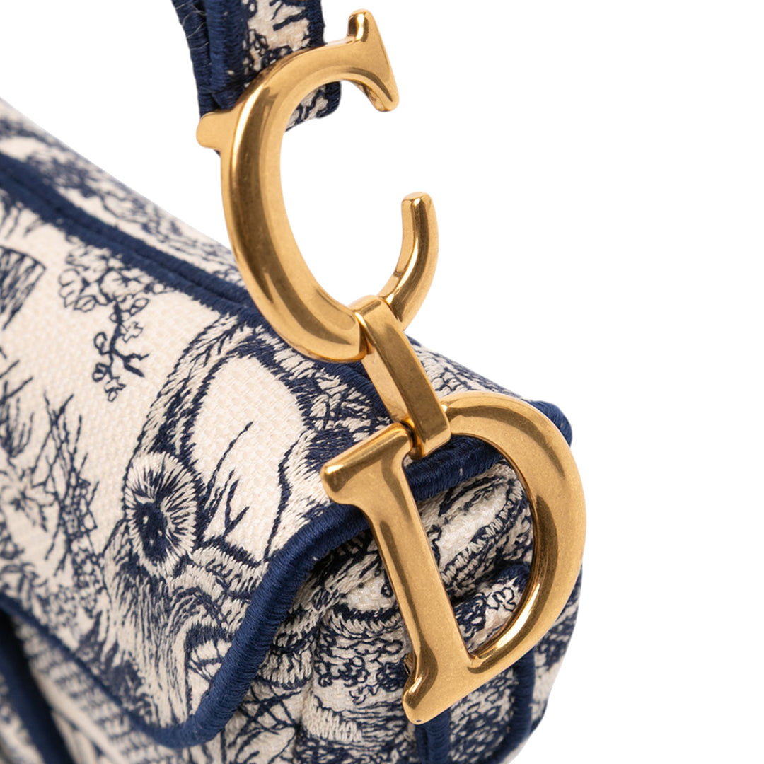 Dior Toile Embroidered Toile de Jouy Saddle Bag Bleu