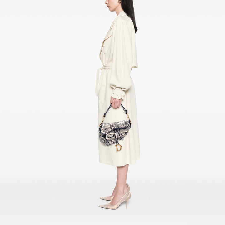 Dior Toile Embroidered Toile de Jouy Saddle Bag Bleu