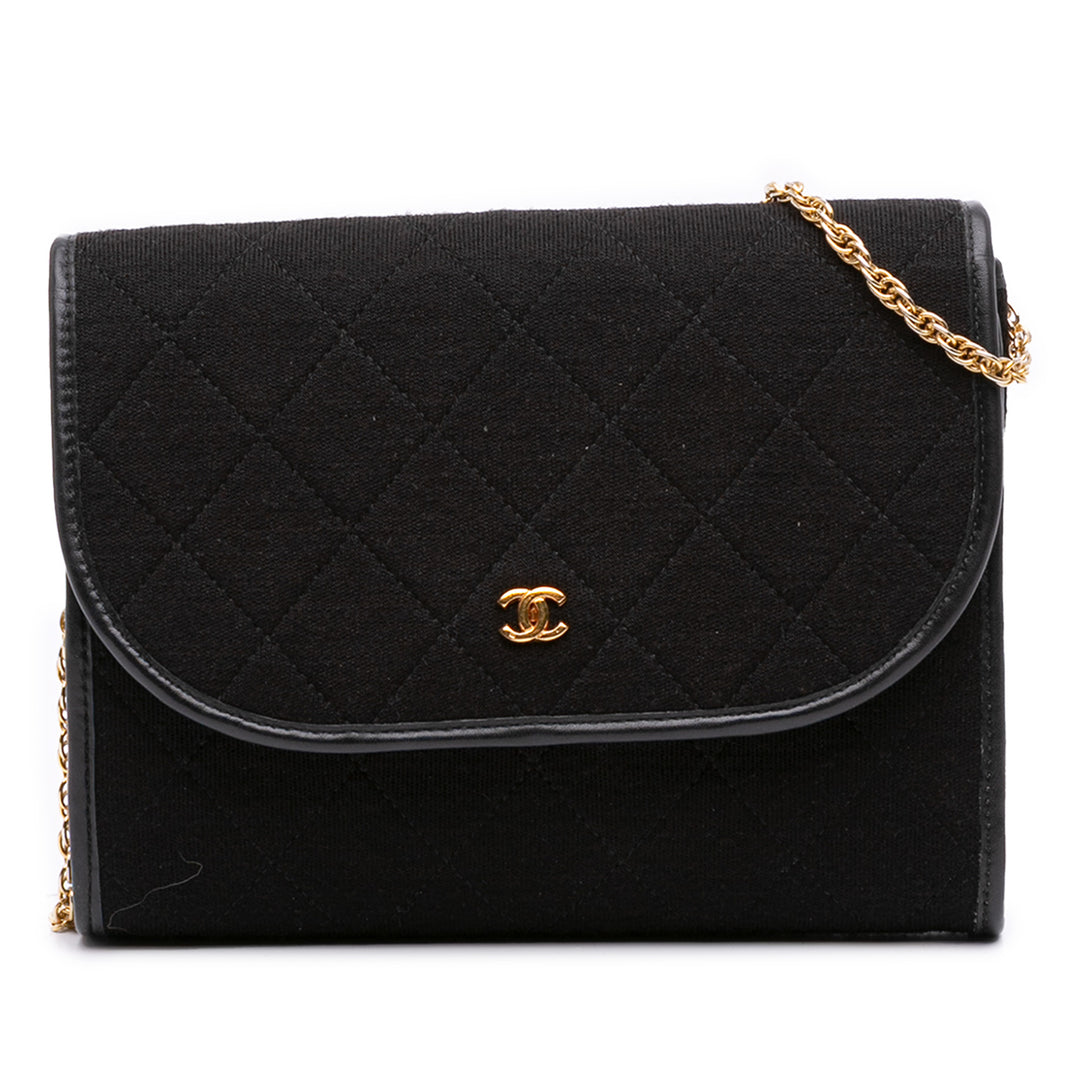 CC Quilted Jersey Chain Flap Black - Gaby Paris