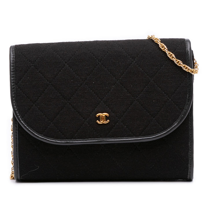 CC Quilted Jersey Chain Flap Black - Gaby Paris