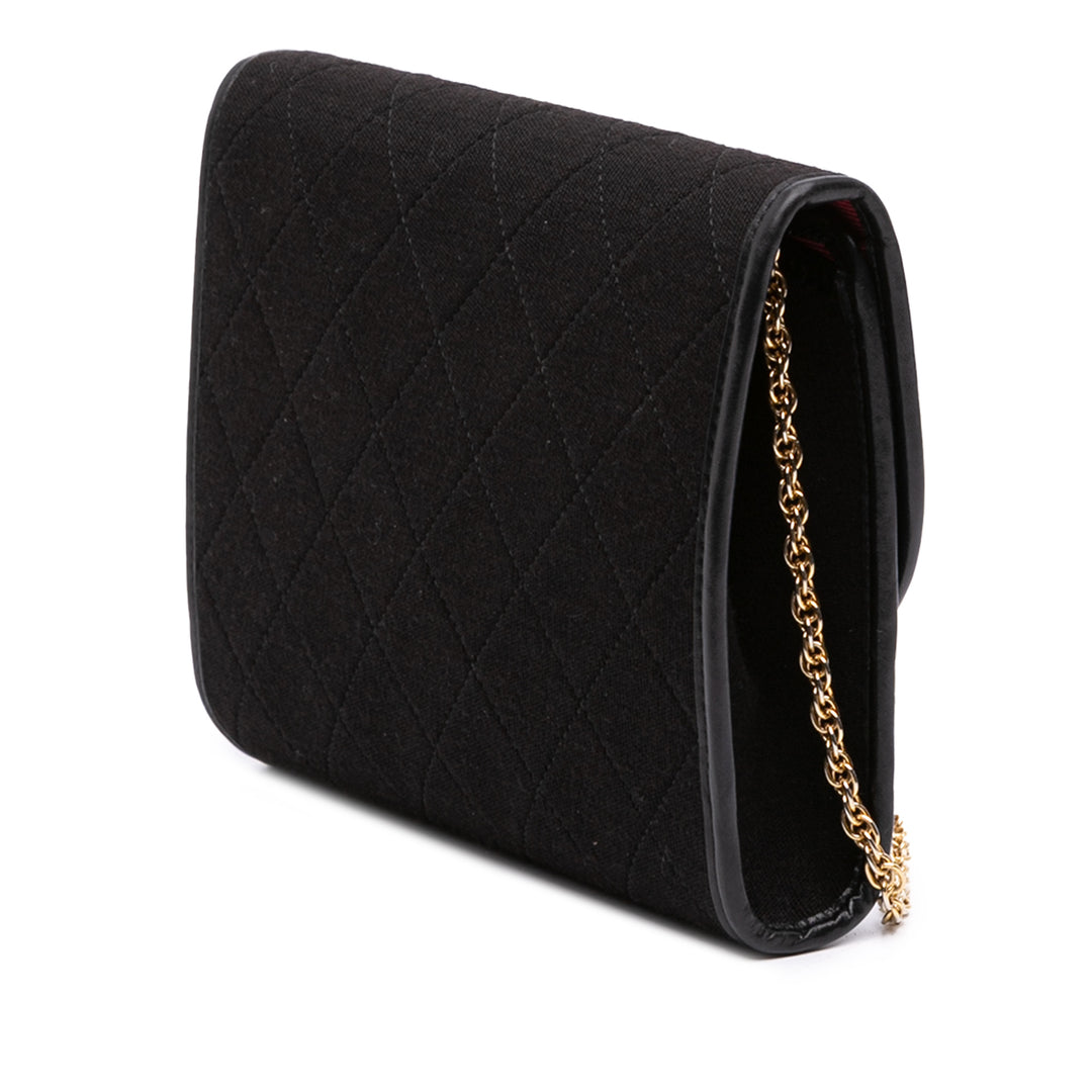 CC Quilted Jersey Chain Flap Black - Gaby Paris