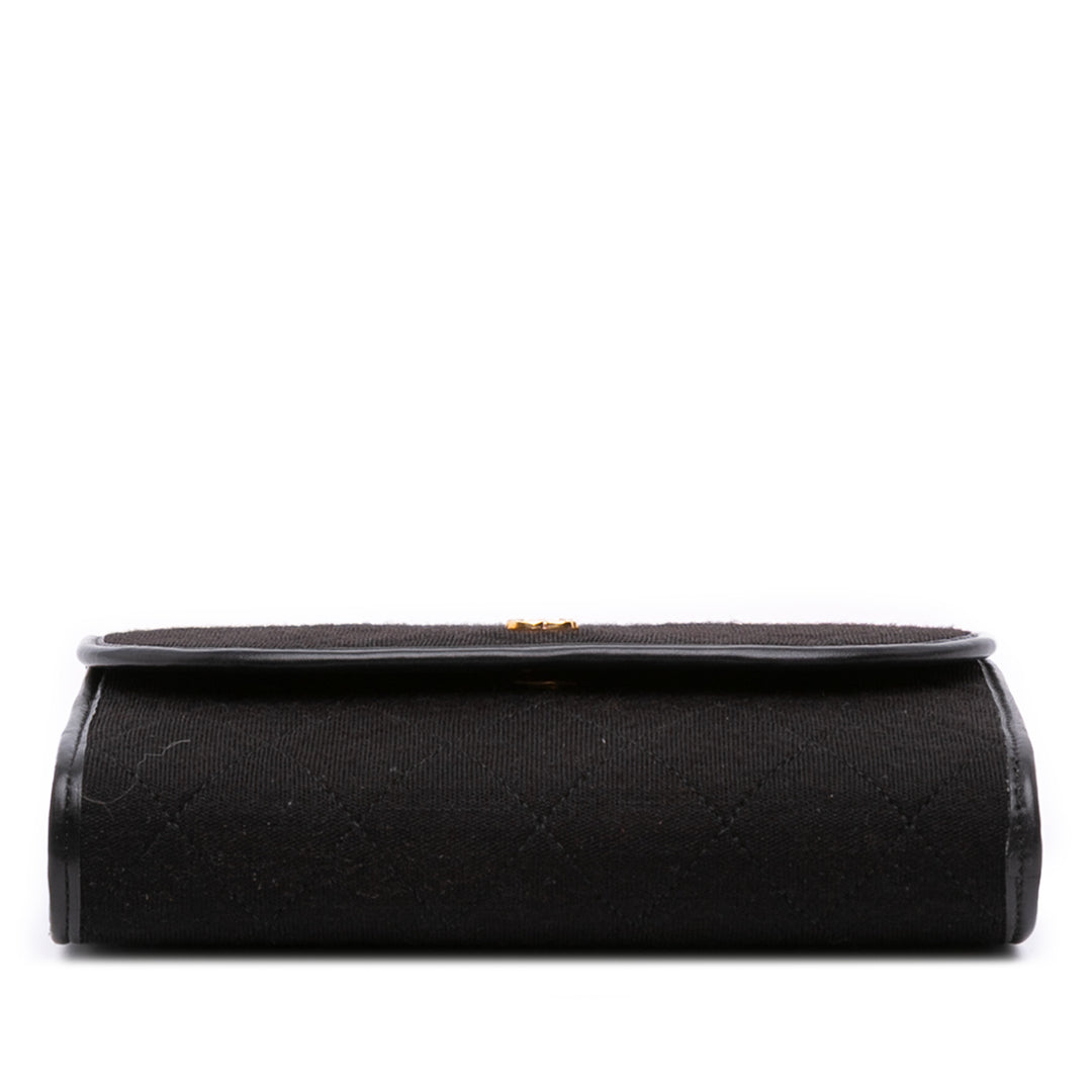 CC Quilted Jersey Chain Flap Black - Gaby Paris