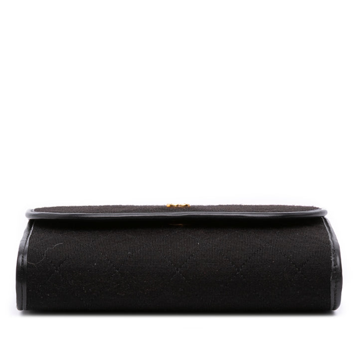 CC Quilted Jersey Chain Flap Black - Gaby Paris