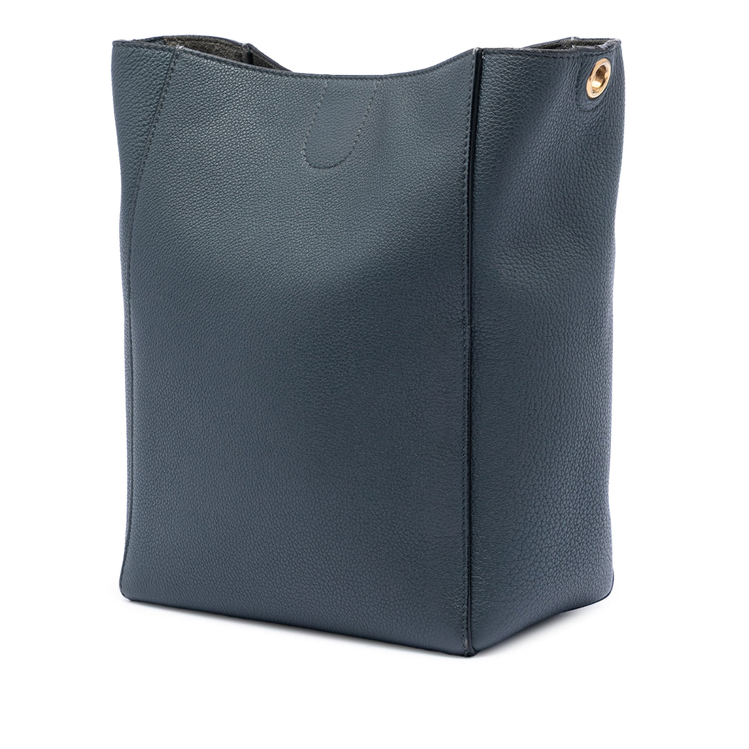 Celine Souple grainé Seau Sangle Sac seau Petit Cuir de veau grainé Bleu – vue 2 – GABY PARIS