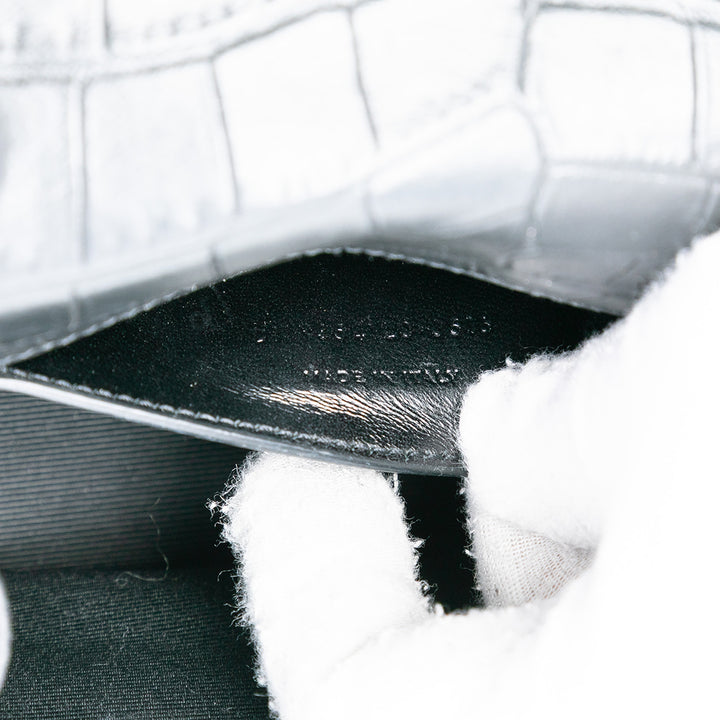 Saint Laurent Small Croc embossé Cuir Monogram Kate Pompon Sac porté croisé