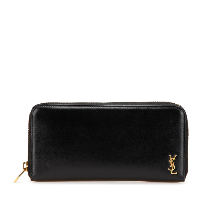 Leather Tiny Cassandre Zip Around Long Wallet Black - Gaby Paris