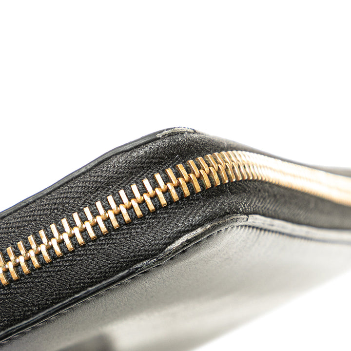 Leather Tiny Cassandre Zip Around Long Wallet Black - Gaby Paris