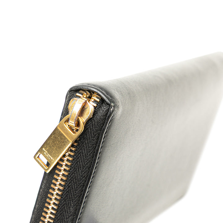 Leather Tiny Cassandre Zip Around Long Wallet Black - Gaby Paris
