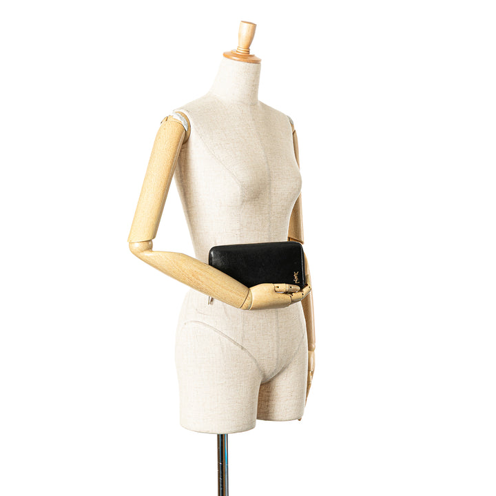 Leather Tiny Cassandre Zip Around Long Wallet Black - Gaby Paris