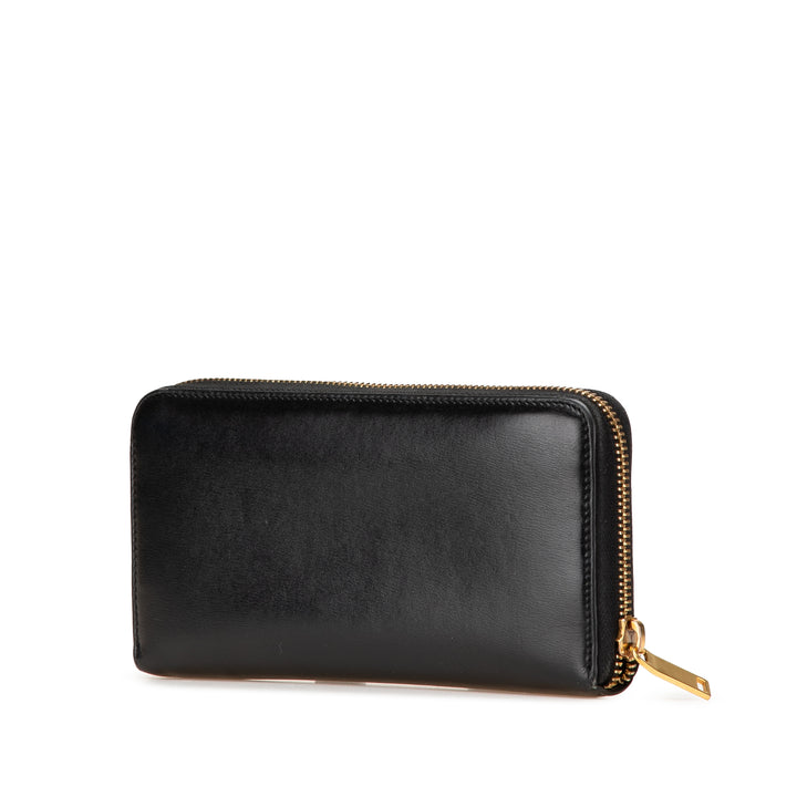 Leather Tiny Cassandre Zip Around Long Wallet Black - Gaby Paris