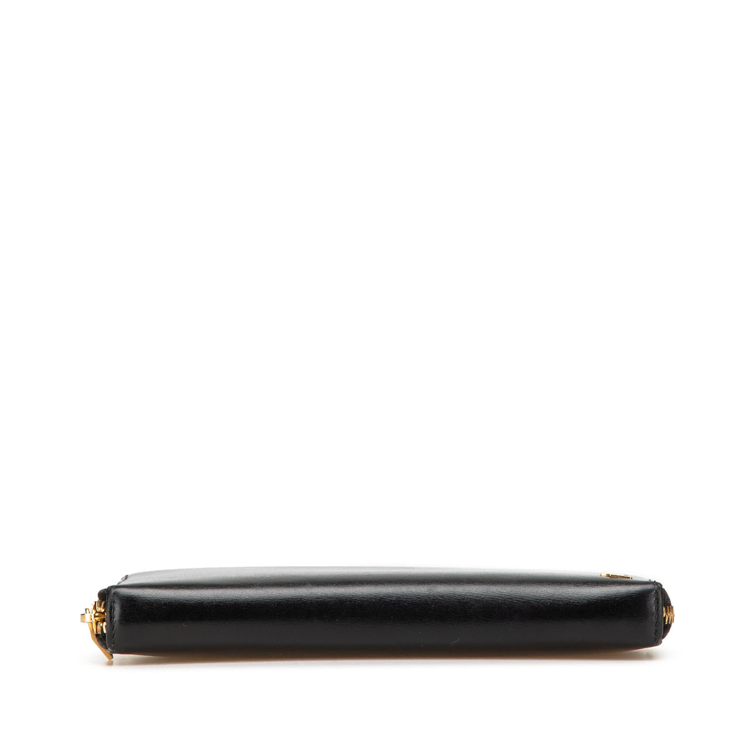Leather Tiny Cassandre Zip Around Long Wallet Black - Gaby Paris