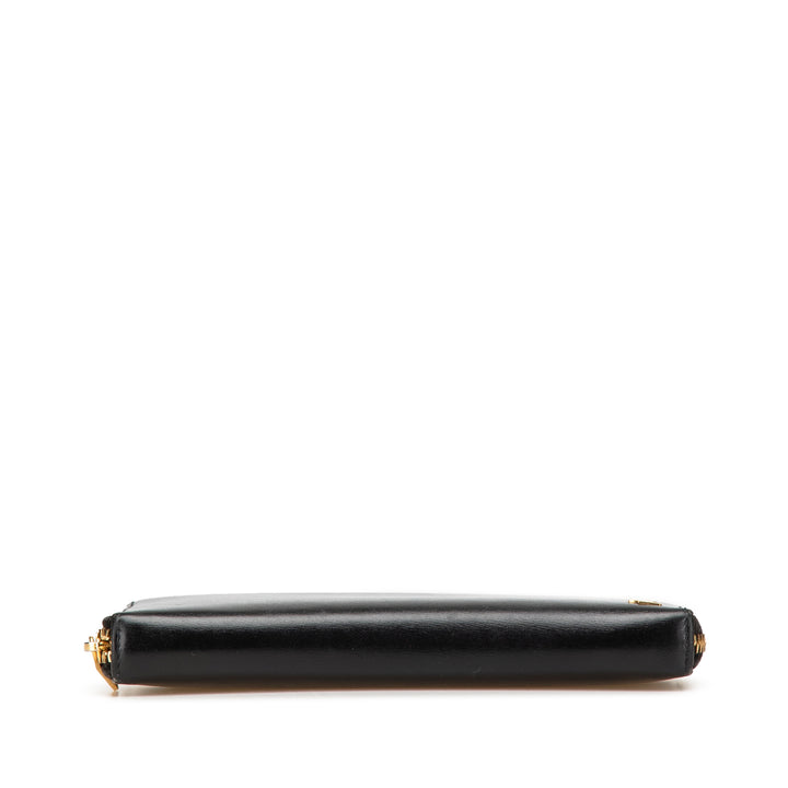 Leather Tiny Cassandre Zip Around Long Wallet Black - Gaby Paris