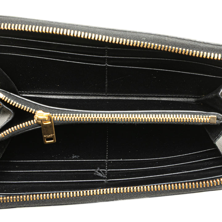 Leather Tiny Cassandre Zip Around Long Wallet Black - Gaby Paris