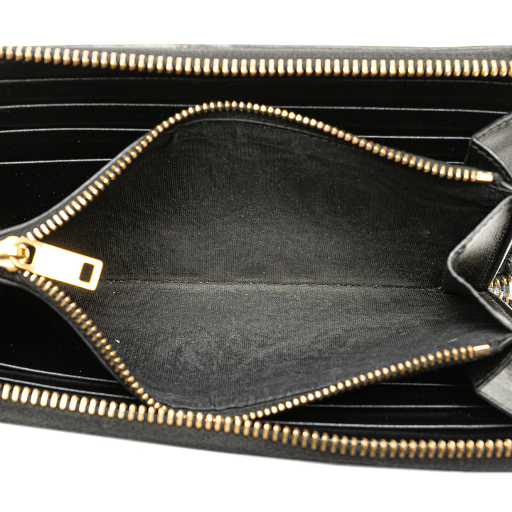 Leather Tiny Cassandre Zip Around Long Wallet Black - Gaby Paris