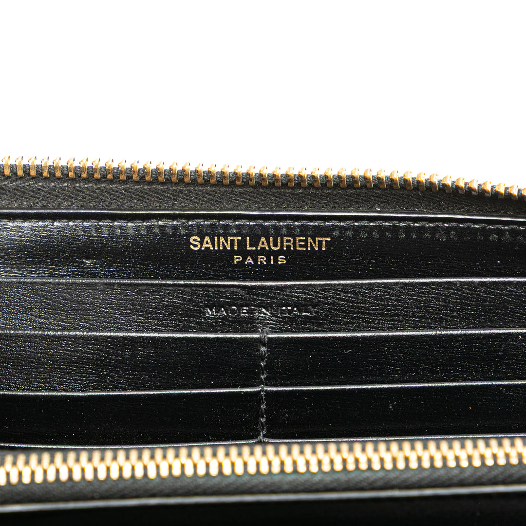 Leather Tiny Cassandre Zip Around Long Wallet Black - Gaby Paris
