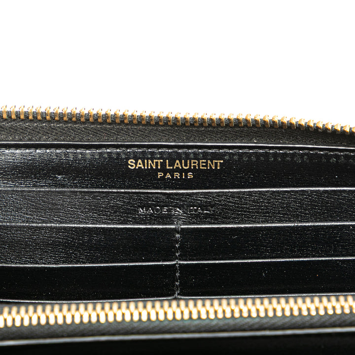 Leather Tiny Cassandre Zip Around Long Wallet Black - Gaby Paris