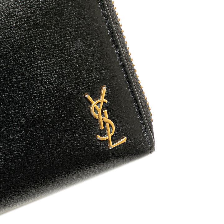 Leather Tiny Cassandre Zip Around Long Wallet Black - Gaby Paris