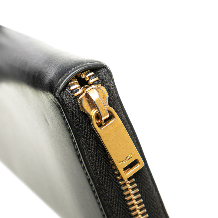 Leather Tiny Cassandre Zip Around Long Wallet Black - Gaby Paris