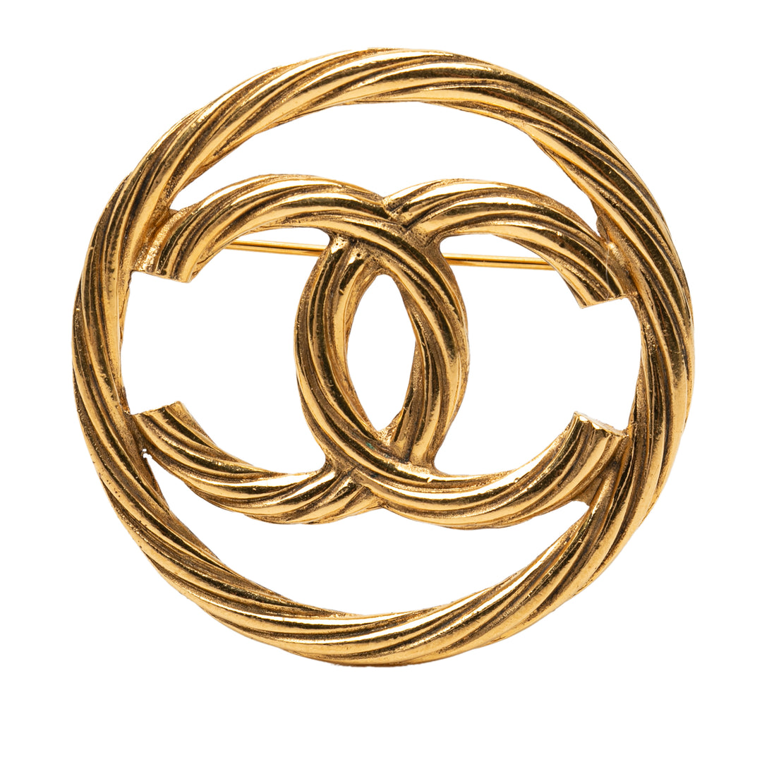 Chanel CC plaqué Rond Broche Métal