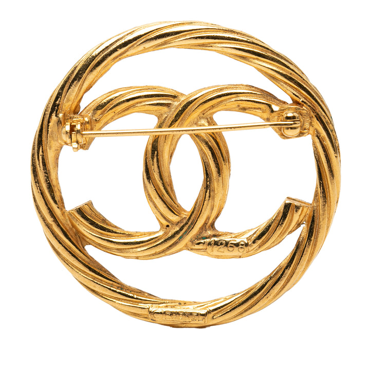 Chanel CC plaqué Rond Broche Métal