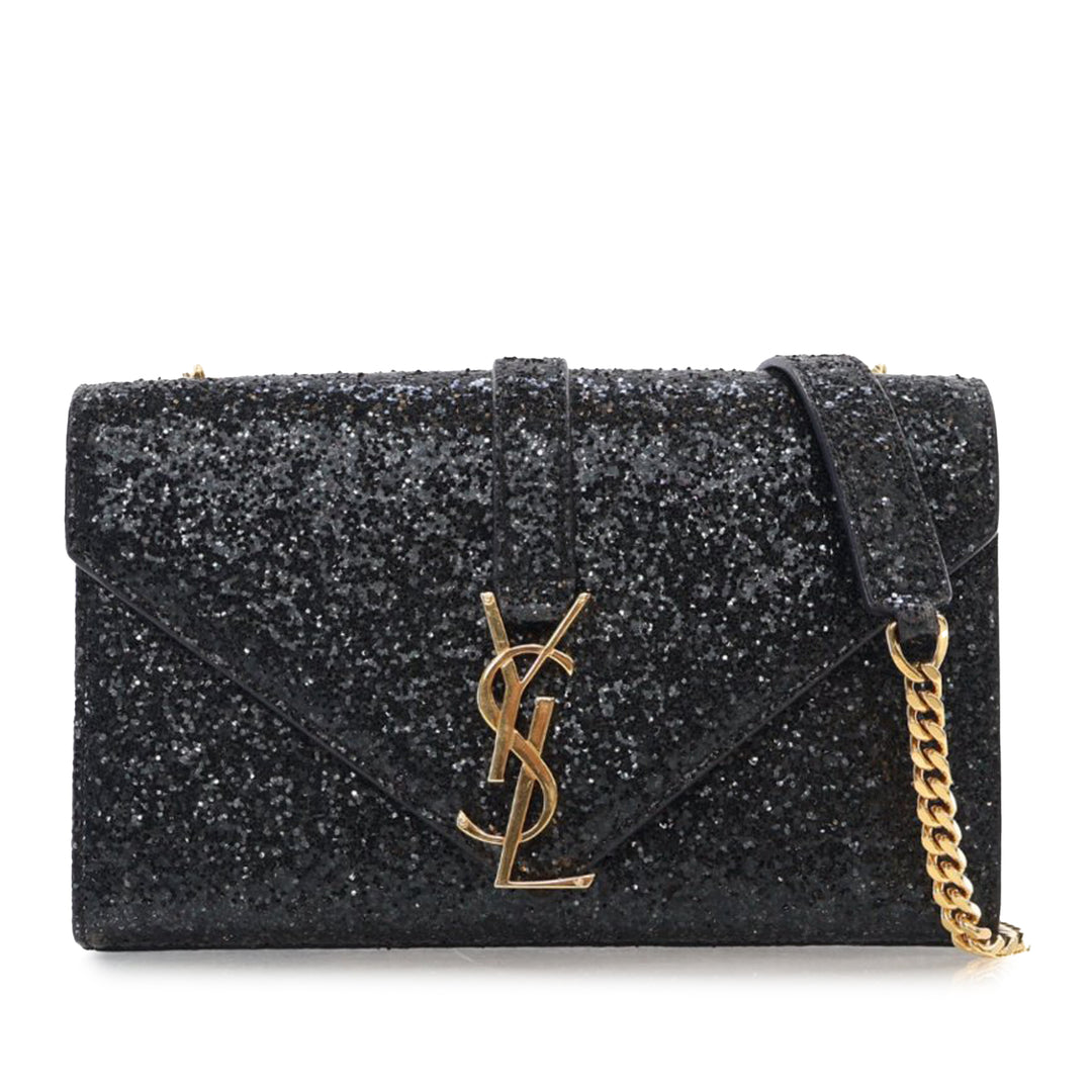 Glitter Galactica Monogram Chain Crossbody Black - Gaby Paris