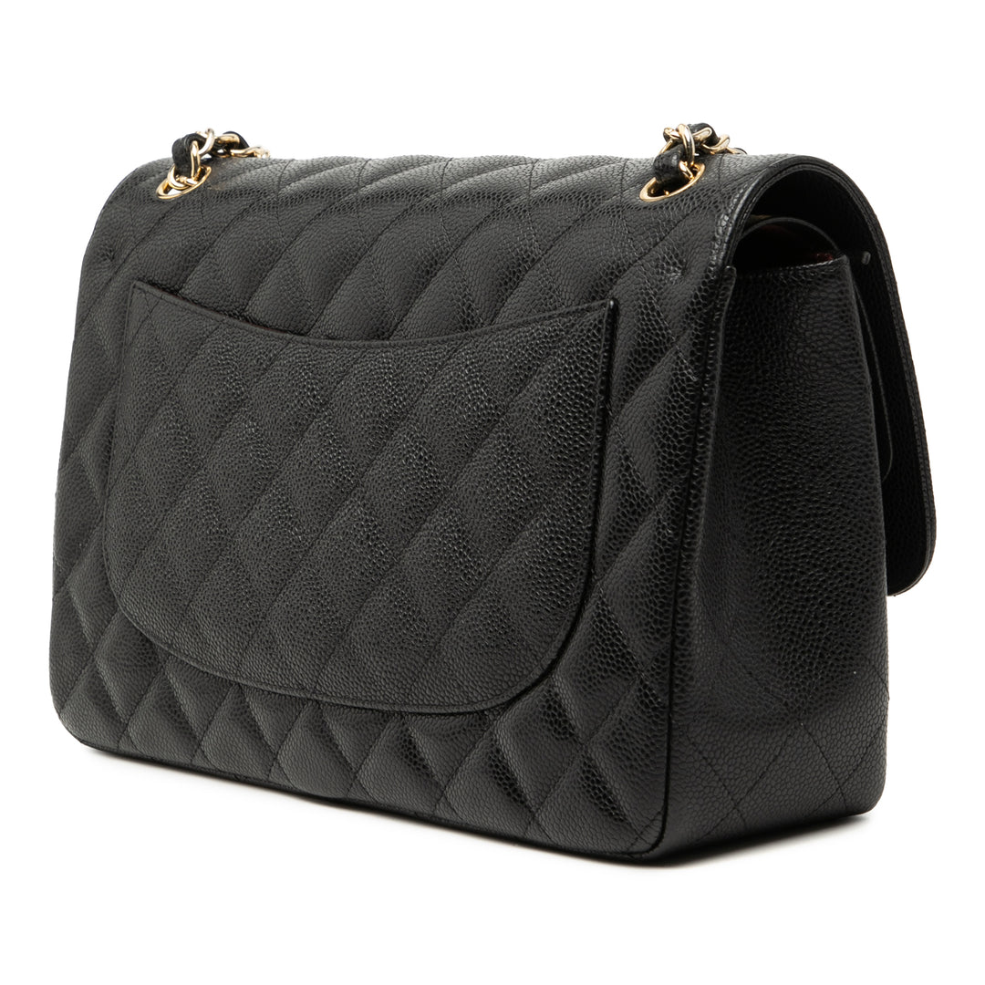 Classic Double rabat Jumbo Cuir caviar Noir