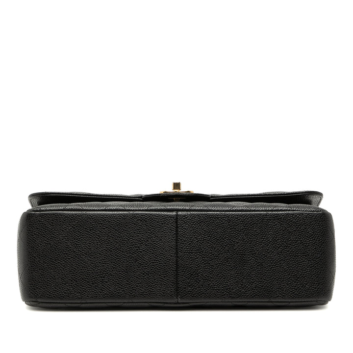 Classic Double rabat Jumbo Cuir caviar Noir