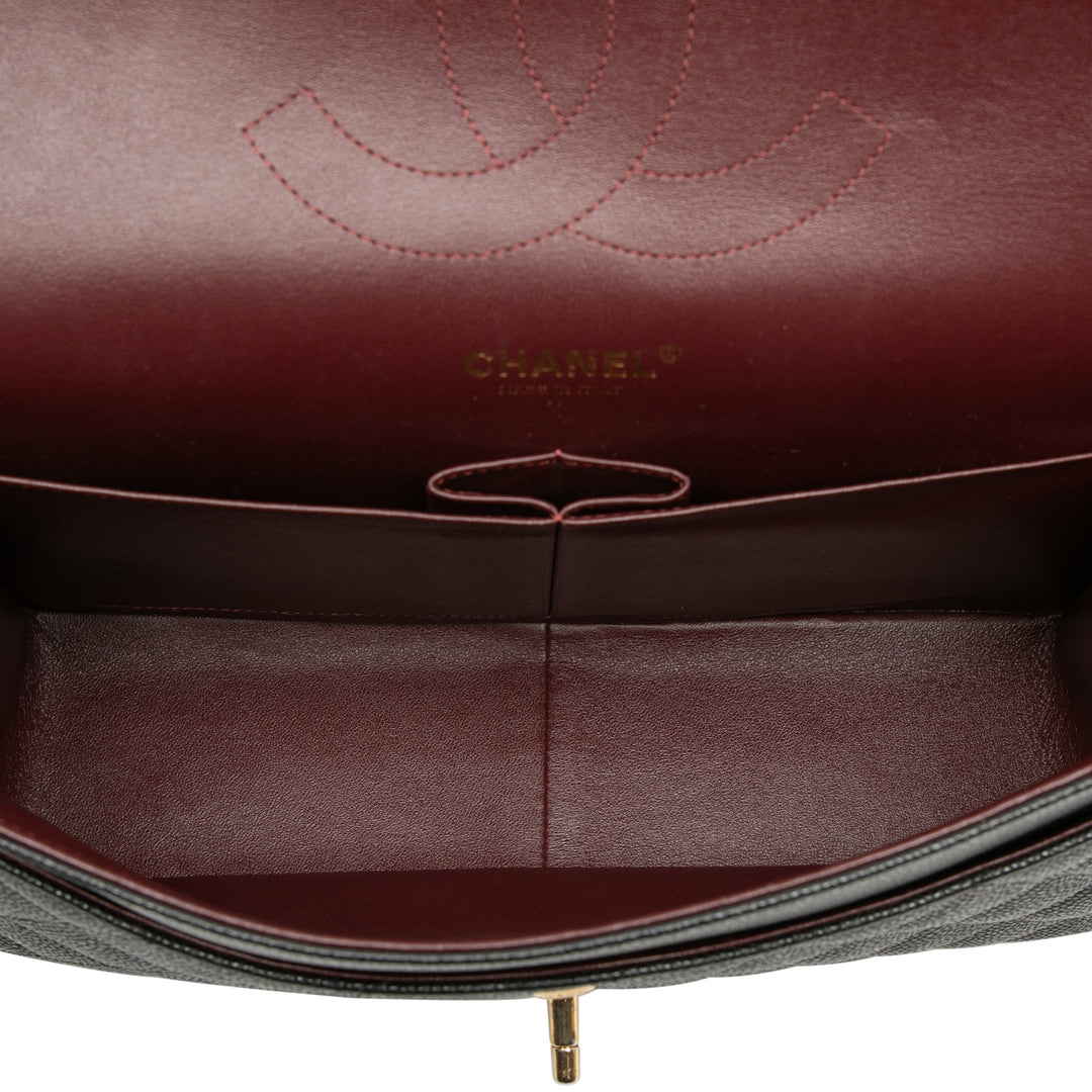 Classic Double rabat Jumbo Cuir caviar Noir
