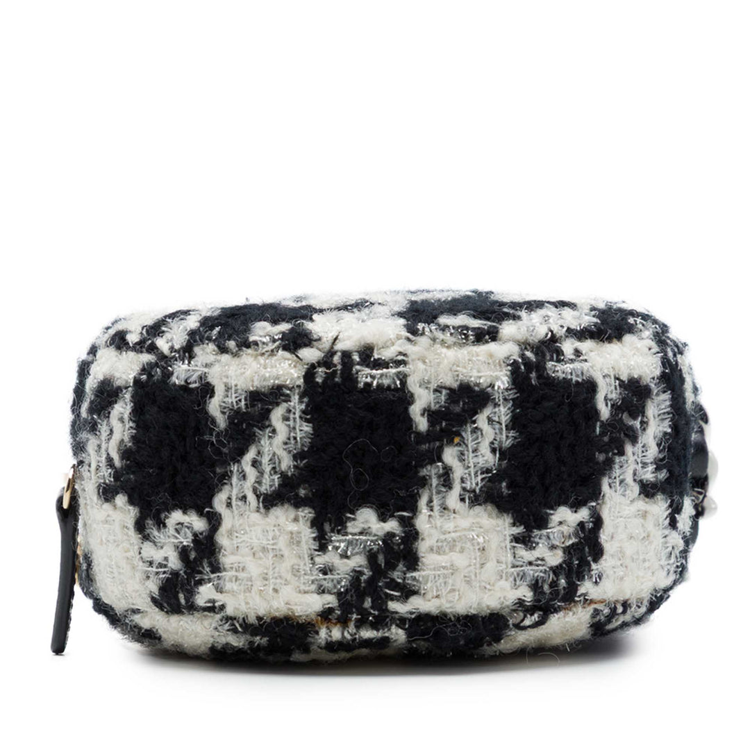 19 Rond Pochette avec chaîne et Porte-monnaie Tweed Blanc