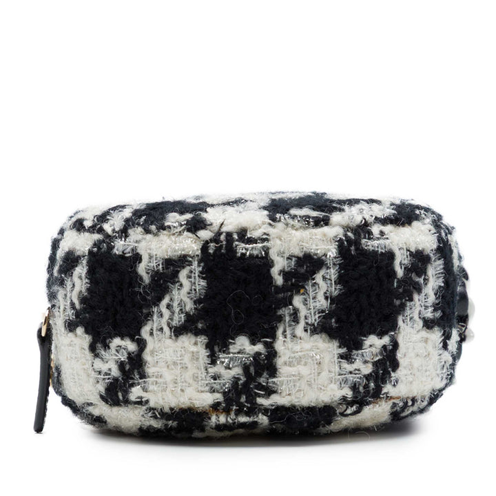 19 Rond Pochette avec chaîne et Porte-monnaie Tweed Blanc