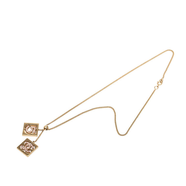 CC plaqué Strass No 5 Pendant Collier Doré
