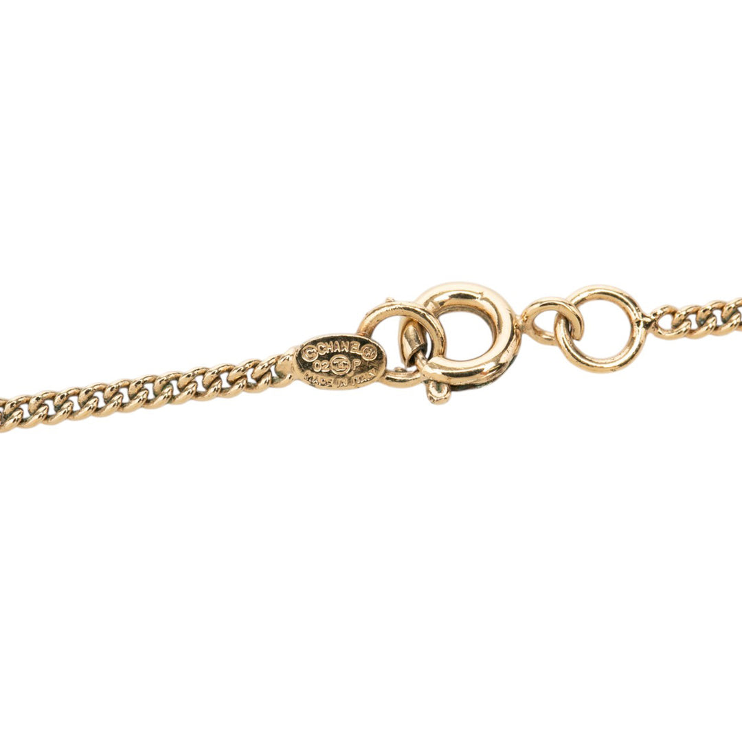 CC plaqué Strass No 5 Pendant Collier Doré