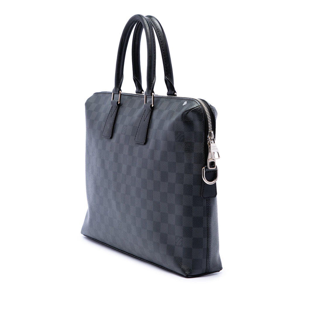 Porte Documents Jour Damier Graphite Noir