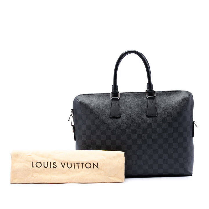 Porte Documents Jour Damier Graphite Noir