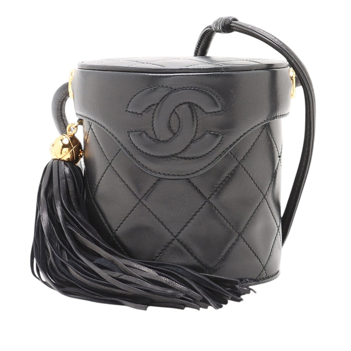 Chanel CC Matelassé Cuir d’agneau Fringe Sac porté croisé