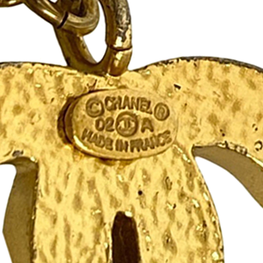 Chanel plaqué Rhinestone CC et Camellia Hat Pendant Collier