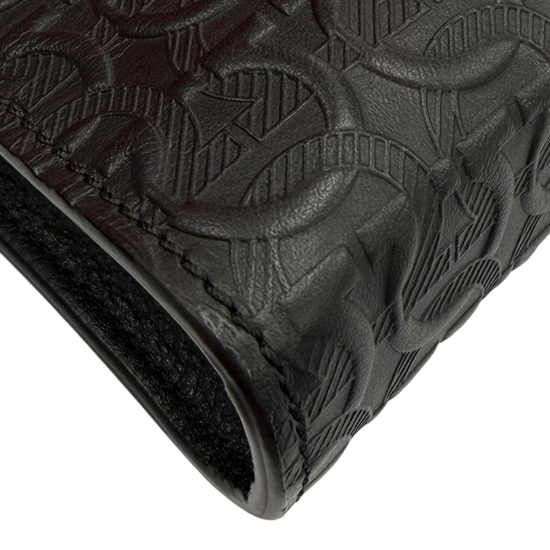 embossé Gancini Wristlet Pochette Cuir de veau Noir