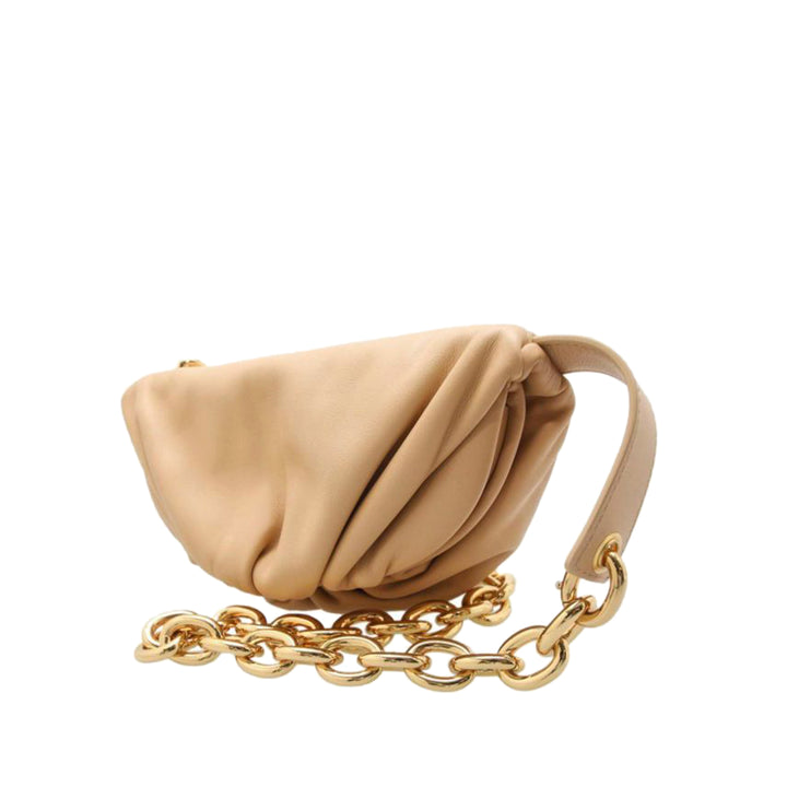 The Chain Pouch Leather Crossbody Bag Brown - Gaby Paris