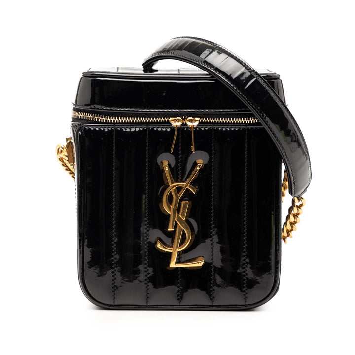 Saint Laurent Matelasse Cuir verni Monogram Vicky Vanity