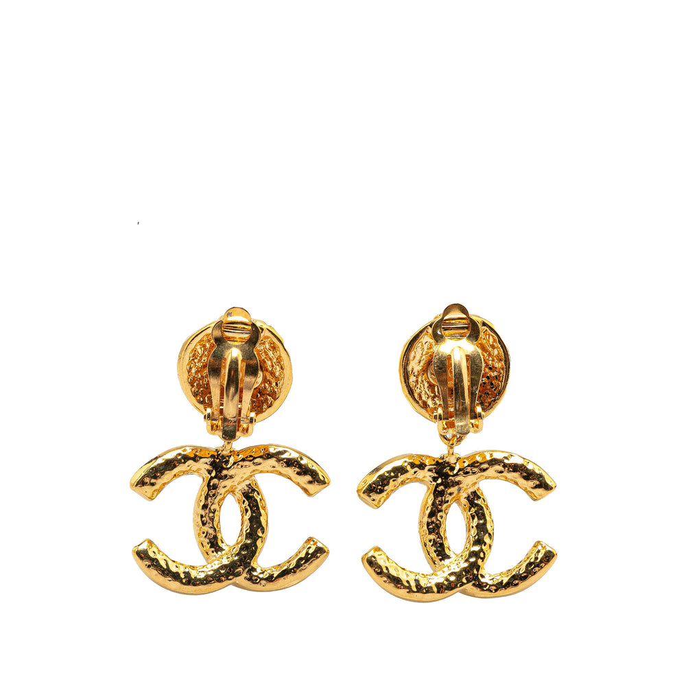 Gold Plated CC Drop Clip On Earrings Gold - Gaby Paris