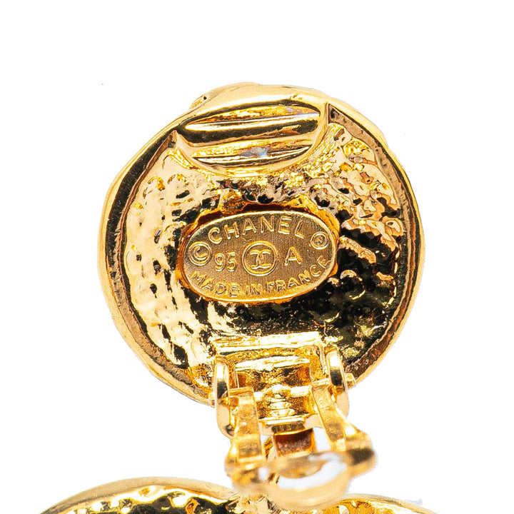 Gold Plated CC Drop Clip On Earrings Gold - Gaby Paris