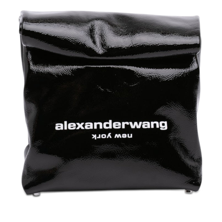 Alexander Wang Cuir verni Logo Lunch Sac Pochette