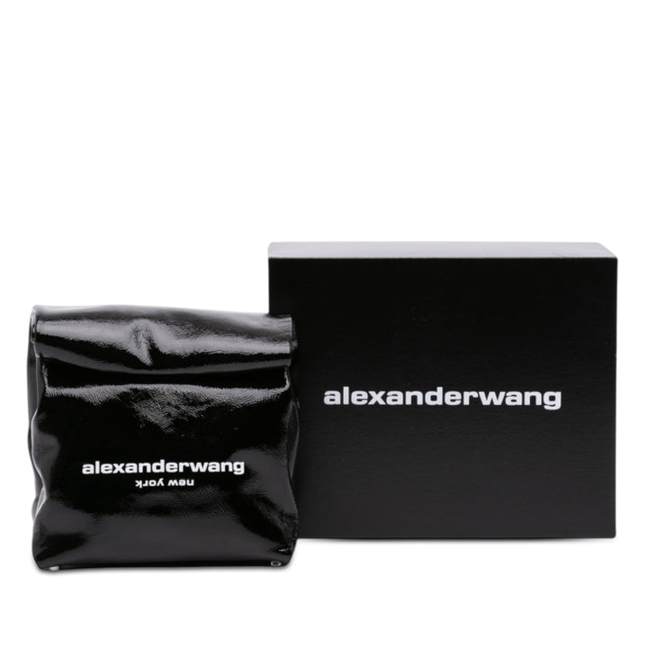 Alexander Wang Cuir verni Logo Lunch Sac Pochette