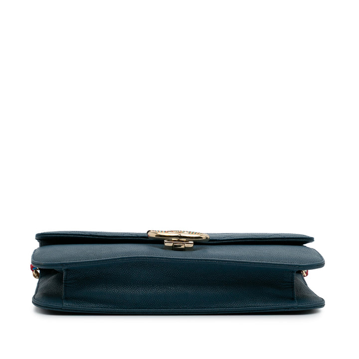 Paris Cuba Quilted Caviar Thread Around Flap Blue - Gaby Paris