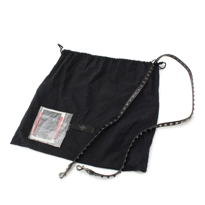 froissé Rockstud Double Poignée Cabas Petit Cuir de veau Noir