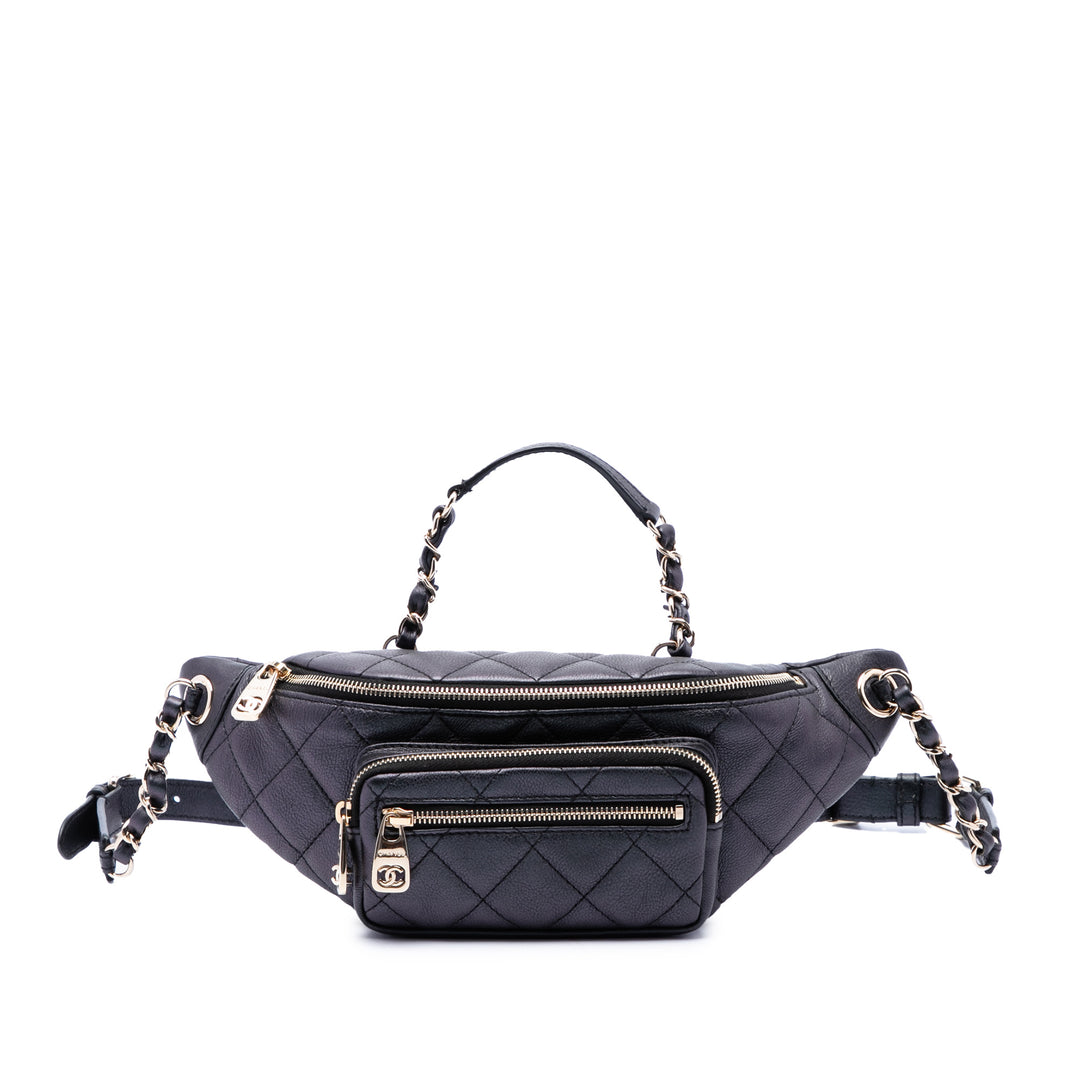 Chanel Irisé All About Waist Sac ceinture Cuir de veau Noir – vue principale – GABY PARIS